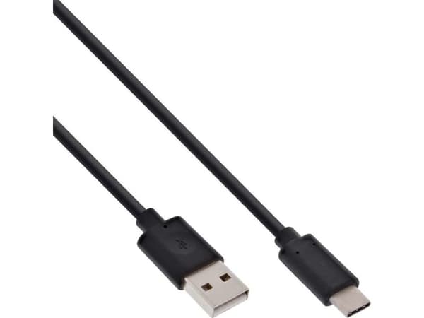 InLine 35731, 1 m, USB C, USB A, USB 2.0, Hankjønn/hankjønn, Svart