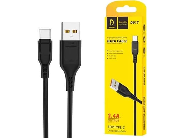 USB-kabel Denmen USB-A til USB-C 1 m Svart (29349)