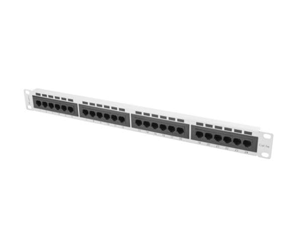Lanberg PPU5-1024-S - Patch-panel - rackmontering - CAT 5e - UTP - RJ-45 X 24 - grå - 1U - 19"