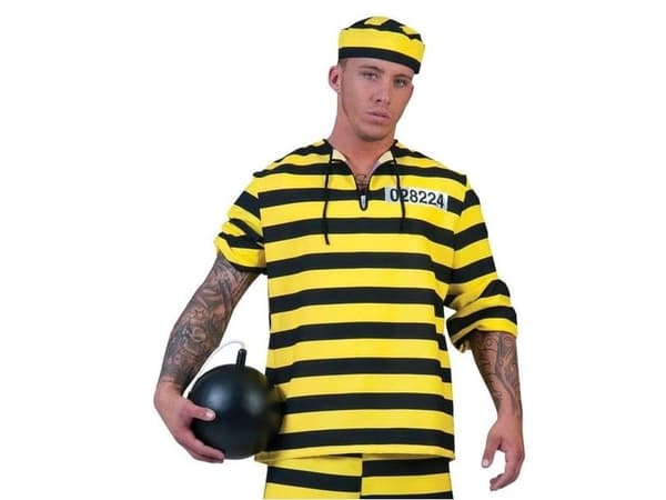 Sort og gul fangedragt kostume