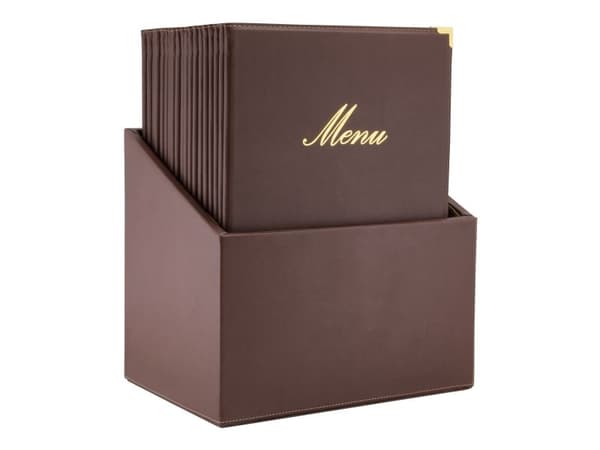 Securit® A4 CLASSIC 20 menuomslag bokssæt i brun