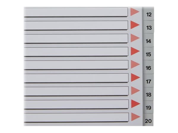 Register Esselte PP A4 1-20 grå - (10 uppsättningar)