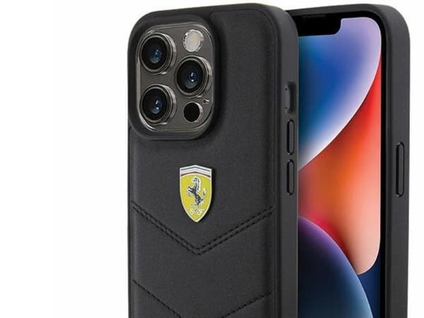 Ferrari Quilted Metal Logo - iPhone 15 Pro Case (black)