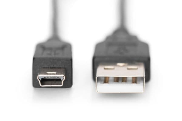ASSMANN - USB-kaapeli - mini-USB tyyppi B (han) til USB (han) - USB 2.0 - 3 m - formet - sortti