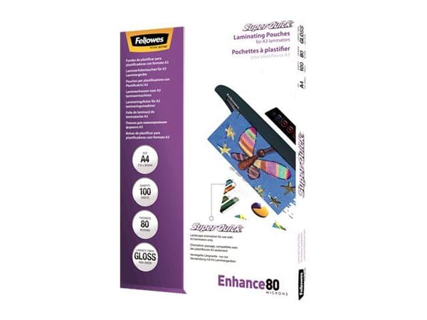 Laminointitaskut Fellowes SuperQuick, A4, 80 µm, 100 kpl.
