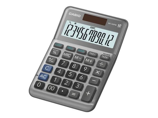 Casio MS-120FM - Skrivebordskalkulator - 12 sifre - batteri, solcellepanel - metallgrå