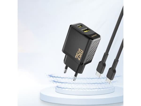 Dudao A26TEU Adapter 25Watt GaN 1xUSB-C 1xUSB-A Sort