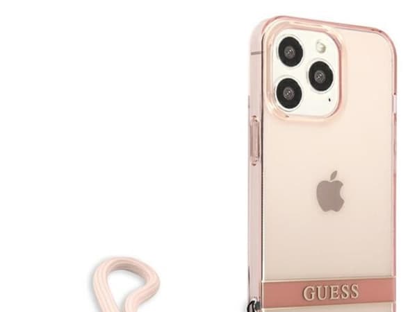 Guess transparent stapelfodral för iPhone 13 Pro Max - rosa
