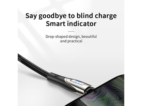 Joyroom Sharp Series S-M411 USB-A til micro USB 3A 2 m kabel med ladeindikator - svart