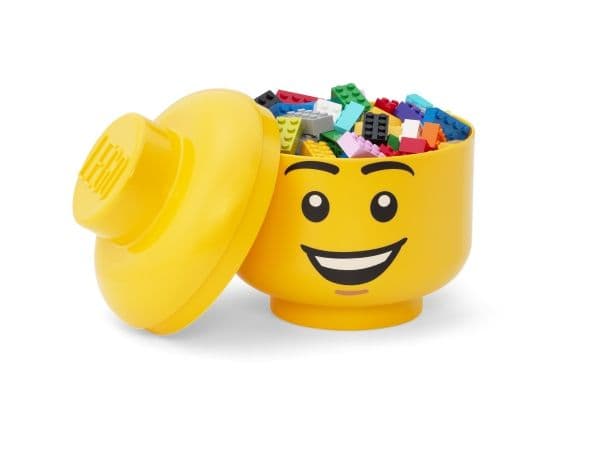 LEGO oppbevaringshode STORAGE HEAD HAPPY BOY, S, 2 liter gul