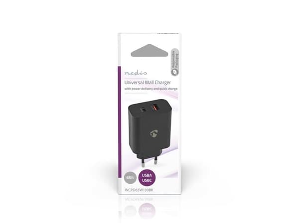 Nedis WCPD65W130BK, Innendørs, AC, Sort
