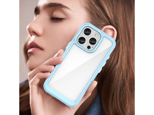 Hurtel Outer Space Kotelo geelikehyksellä iPhone 16 Pro - sininen