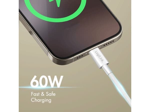 LogiLink CU0341, 1 m, USB C, USB C, USB 2.0, 0,48 Gbit/s, Hvit