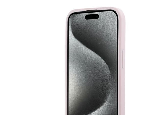 Karl Lagerfeld diagonal quiltad script-cover till iPhone 15 Plus / 14 Plus - rosa