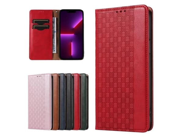 Magnet Strap Case iPhone 14 Pro flip cover wallet mini lanyard stand red