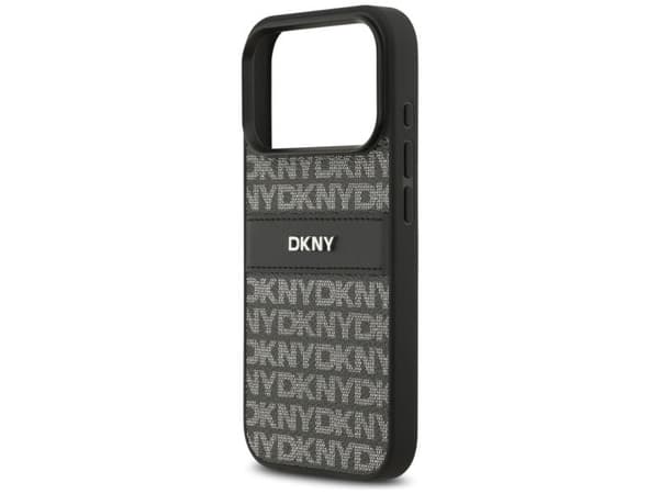 DKNY Repeat teksturmønster med tonal stripe-etui til iPhone 17 Pro - svart