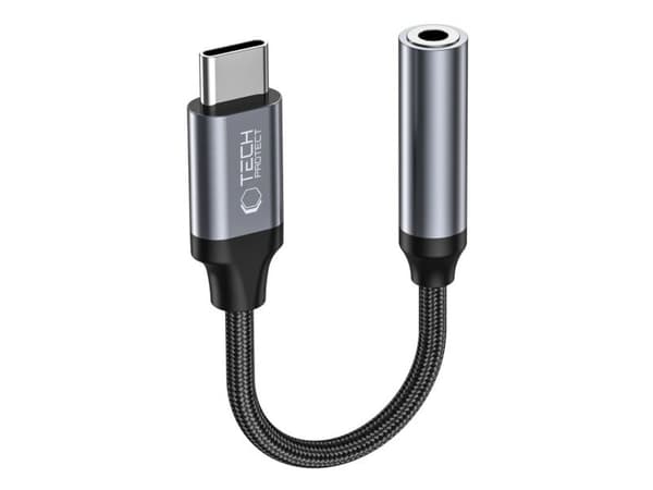 Tech-Protect UltraBoost USB-C / 3,5 mm mini-jack-adapter - svart