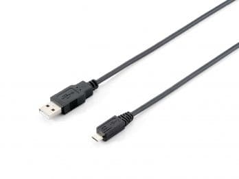 Equip 128594, 1 m, USB A, Micro-USB B, USB 2.0, Hankjønn/hankjønn, Sort