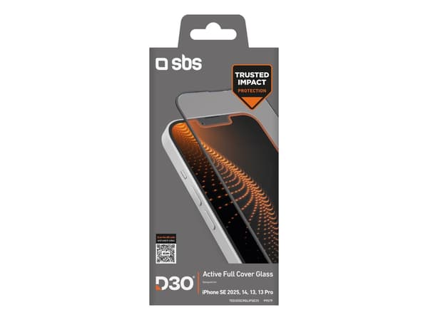 SBS herdet glass D3O med ramme til iPhone 16e/17e