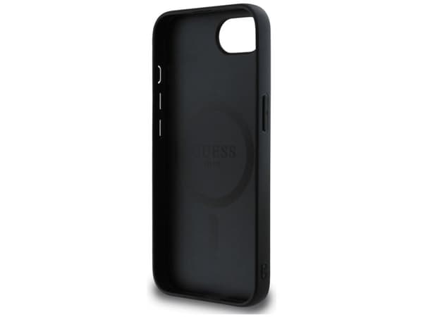 Guess Grained Ring MagSafe-skal till iPhone 16e (svart)