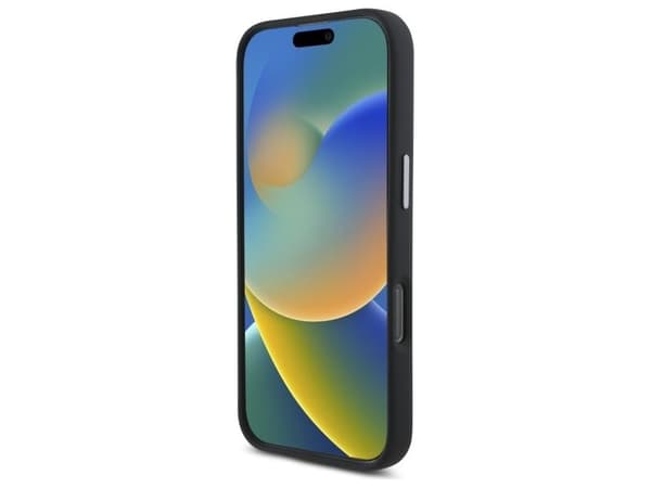 DKNY Liquid Silicone Metal Logo iPhone 16 Case - Black