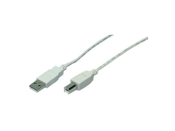 LogiLink 1.8m USB 2.0, 1,8 m, USB A, USB B, USB 2.0, Hanstik/Hanstik, Grå