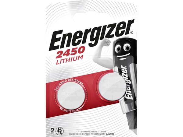 Batteri Energizer Lithium CR2450, 3V, 2 st.