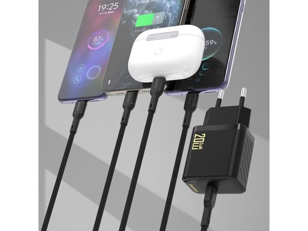 Dudao A26LEU Adapter 20Watt 1xUSB-C (1m USB-C to Lightning cable included) Sort