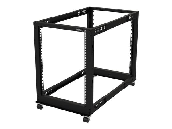 Startech 15U 19" Open Frame Server Rack, 4 Post Adjustable Depth 22-40" Mobile, Free Standing Rolling Network/Computer Equipment Data Rack, Dell Po...
