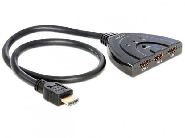 Delock HDMI 3 - 1 Switch bidirectional - Video/audiosplitter - skrivbordsmodell