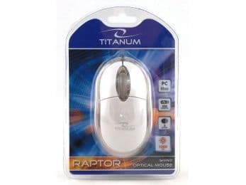 Titanum RAPTOR 3D - Mus - optisk - 3 knapper - kablet - USB - hvit