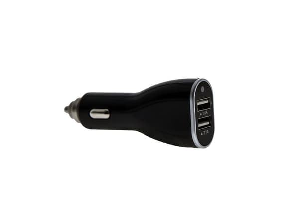 12V USB Charger 2.1A+1A Black