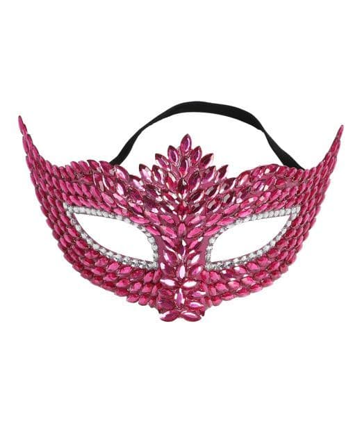 Halvmaske med pink sten