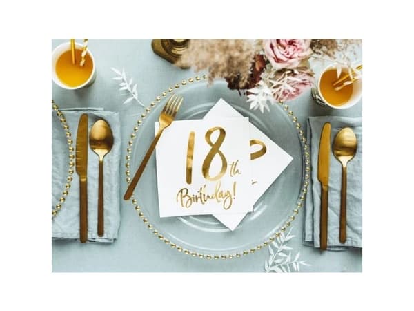 Servietter 18th birthday, guld