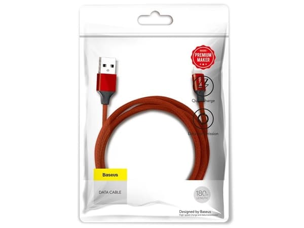 Baseus Yiven, 1,8 m, Lightning, USB A, Uros, Uros, Punainen