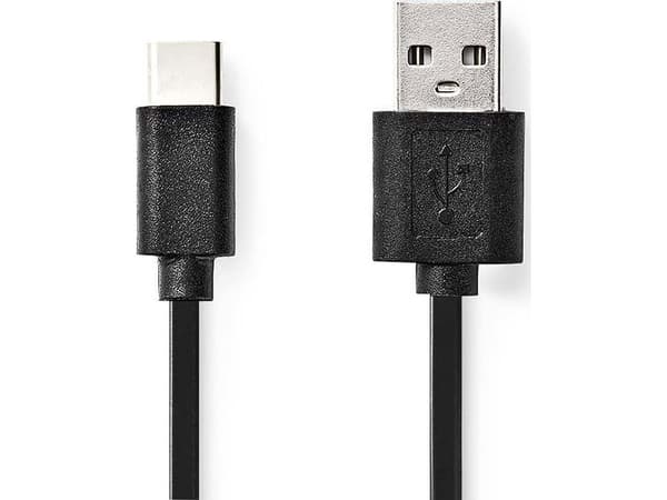 Nedis CCGL60600BK30, 3 m, USB A, USB C, USB 2.0, 0,48 Gbit/sek, Sort