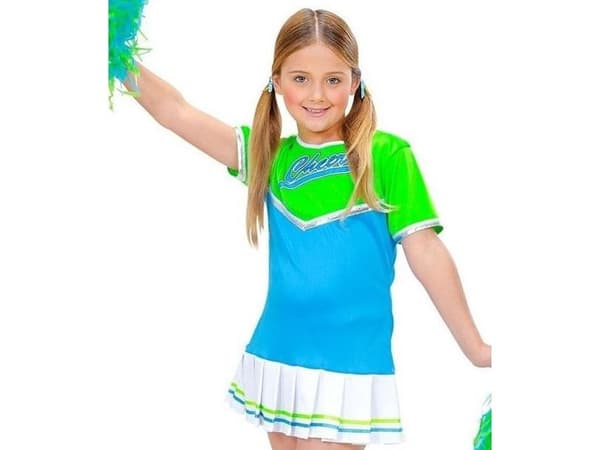 Cheerleaderkostym blå och grön