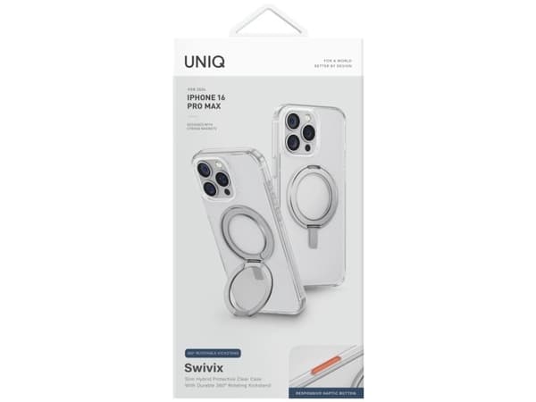 Uniq Swivix 360 roterbart stativdeksel for iPhone 16 Pro Max - Transparent