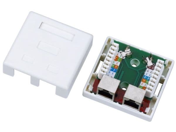 A-LAN FTP surface socket cat 5e 2xRJ45 zint - GN004