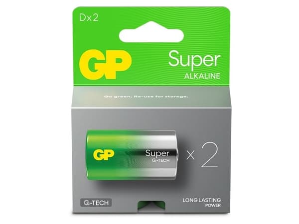GP Alkaline batteri SUPER D (LR20) - 2 stk