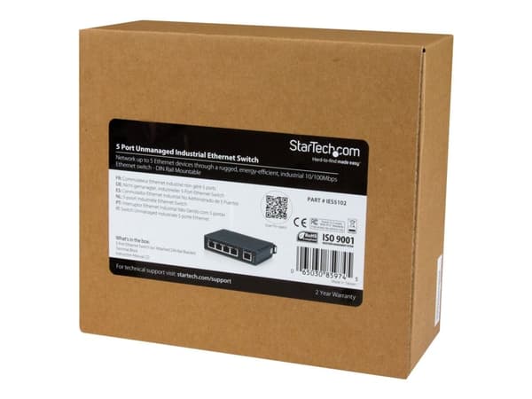 Startech 5-Port Ethernet Switch - 10/100Mbps Industrial Networking Solution - IP30-rated Energy Efficient Internet Switch (IES5102) - Switch - ikke...
