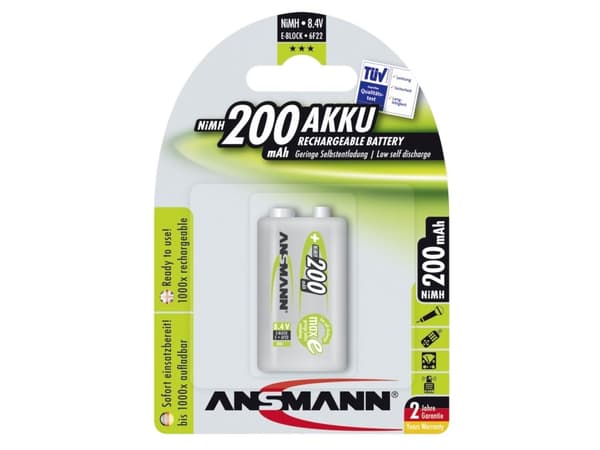 ANSMANN maxE - Batteri 9V - NiMH - (ladbare) - 200 mAh