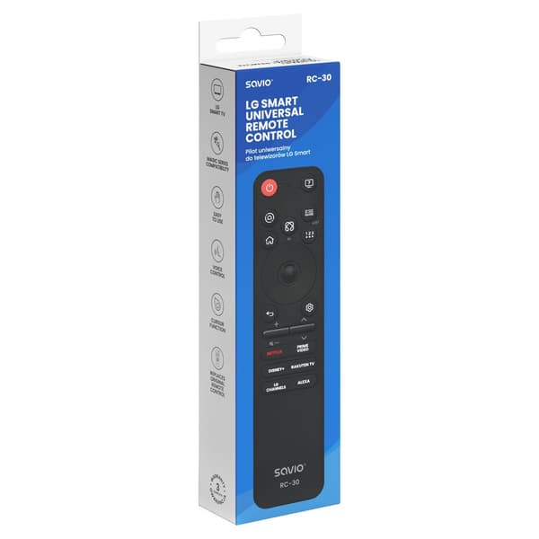 Savio RC-30, IR/Bluetooth, Tryckknappar, Svart