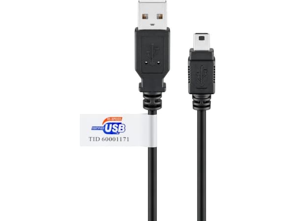 Goobay 93902, 1,8 m, Mini-USB B, USB A, USB 2.0, 0,48 Gbit/s, Sort