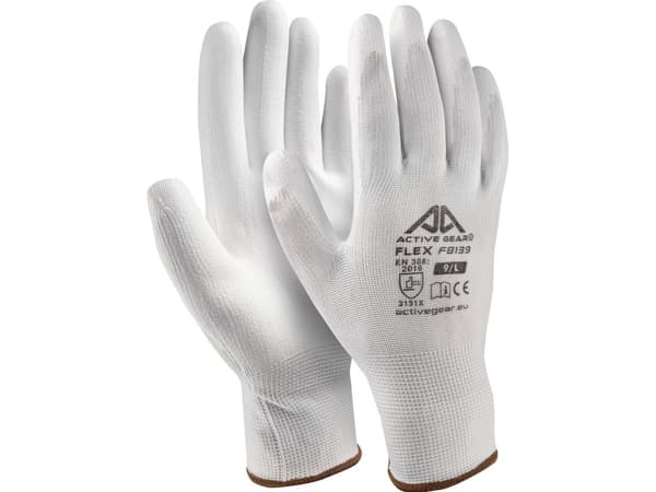 Active Gear Baltos polyuretanarbetshandskar stl. L (12 st.)