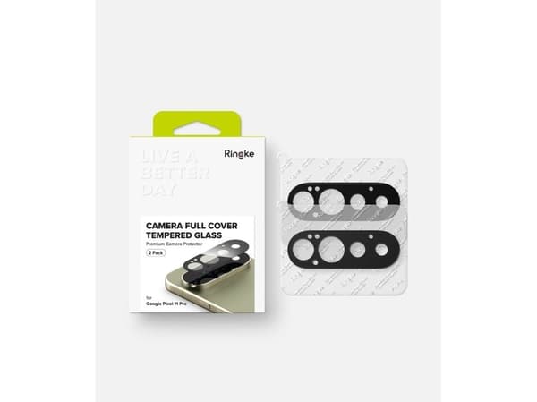 Ringke Tempered Glass Camera Full Cover 2-Pack for Google Pixel 11 Pro - Black