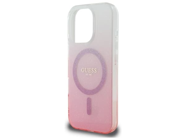 Guess IML Glitter Gradient MagSafe - mobilskal iPhone 16 Pro (rosa)