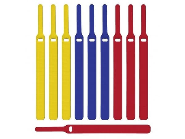 LTC BASIC STRAPS - Kabelsamlare - 17 cm - blå, gul, röd (paket om 10)