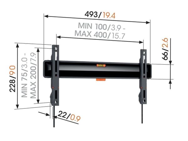Vogels Wall Mount FLAT TVM 3405 SP OLED TV Wall Mount musta