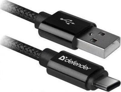USB-kabel Defender USB-A till Lightning 1 m sort (87808)